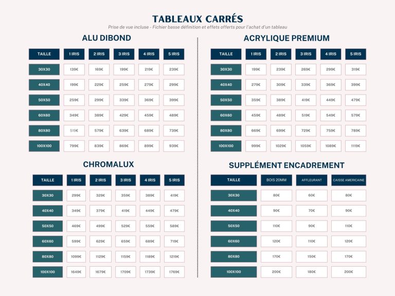 tarifs tableau 1